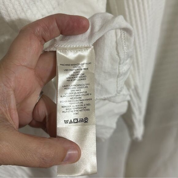 free people M Vada White Waffle Knit Crew Asymmetrical Long Sleeve Thermal Top - Picture 15 of 16